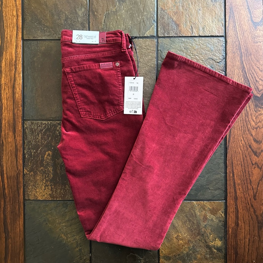 7 For All Mankind Red Flare Jeans - Picture 4 of 10